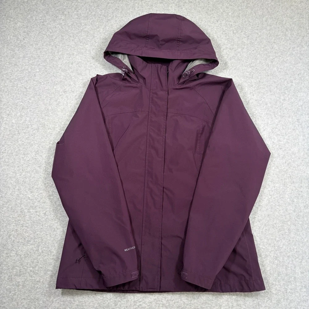 Eddie Bauer WeatherEdge Rain Jacket Women Medium Purple Hooded Outdoor Shell